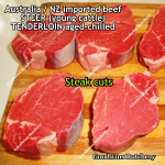 Beef Tenderloin aged chilled Australia STEER young-cattle whole cut brand HARVEY +/- 2.5 kg/pc price/kg (eye fillet mignon daging sapi has dalam) PREORDER 2-3 days notice